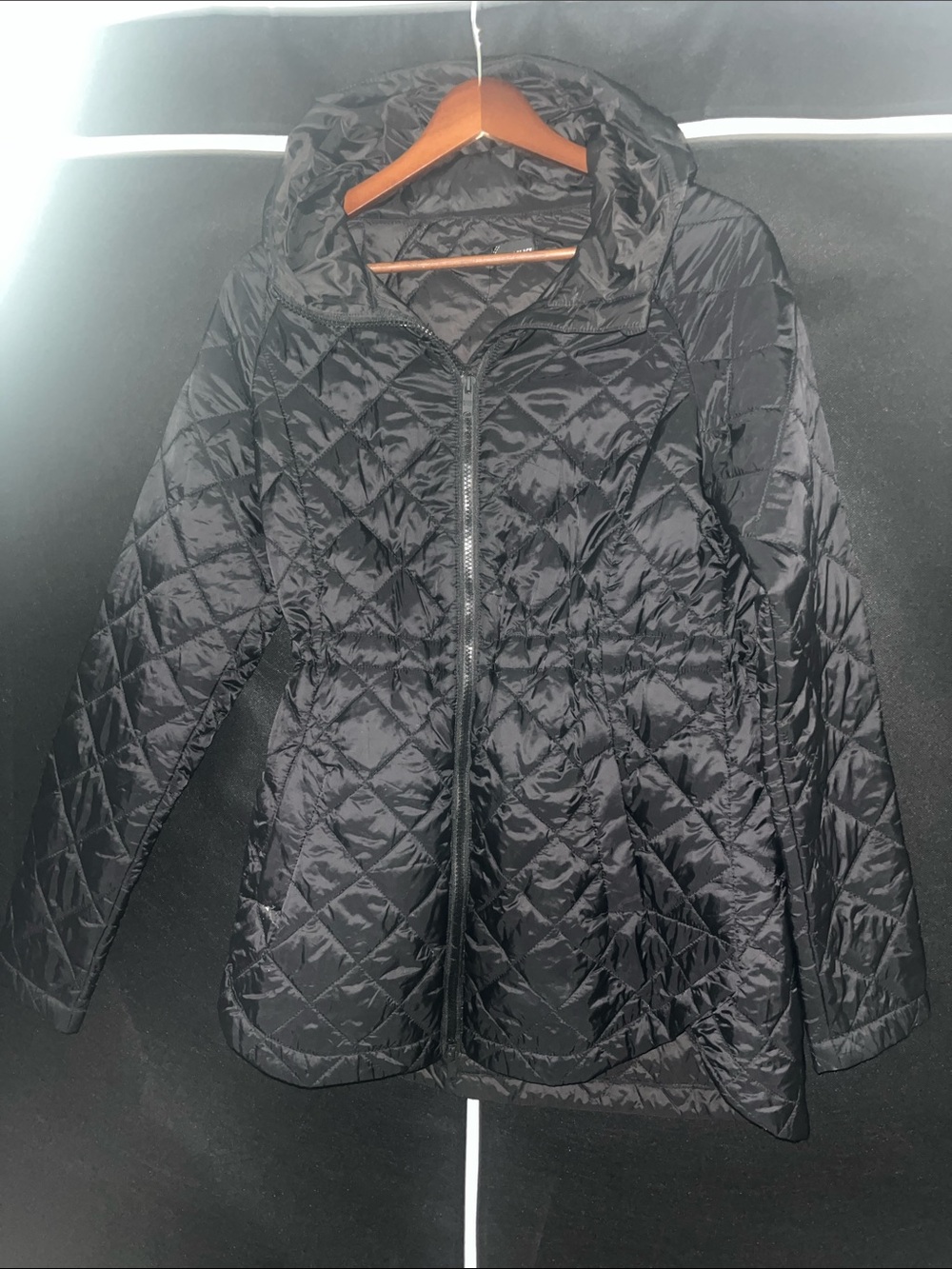 Buckle Black Quilted Hooded Puffer Jacket
